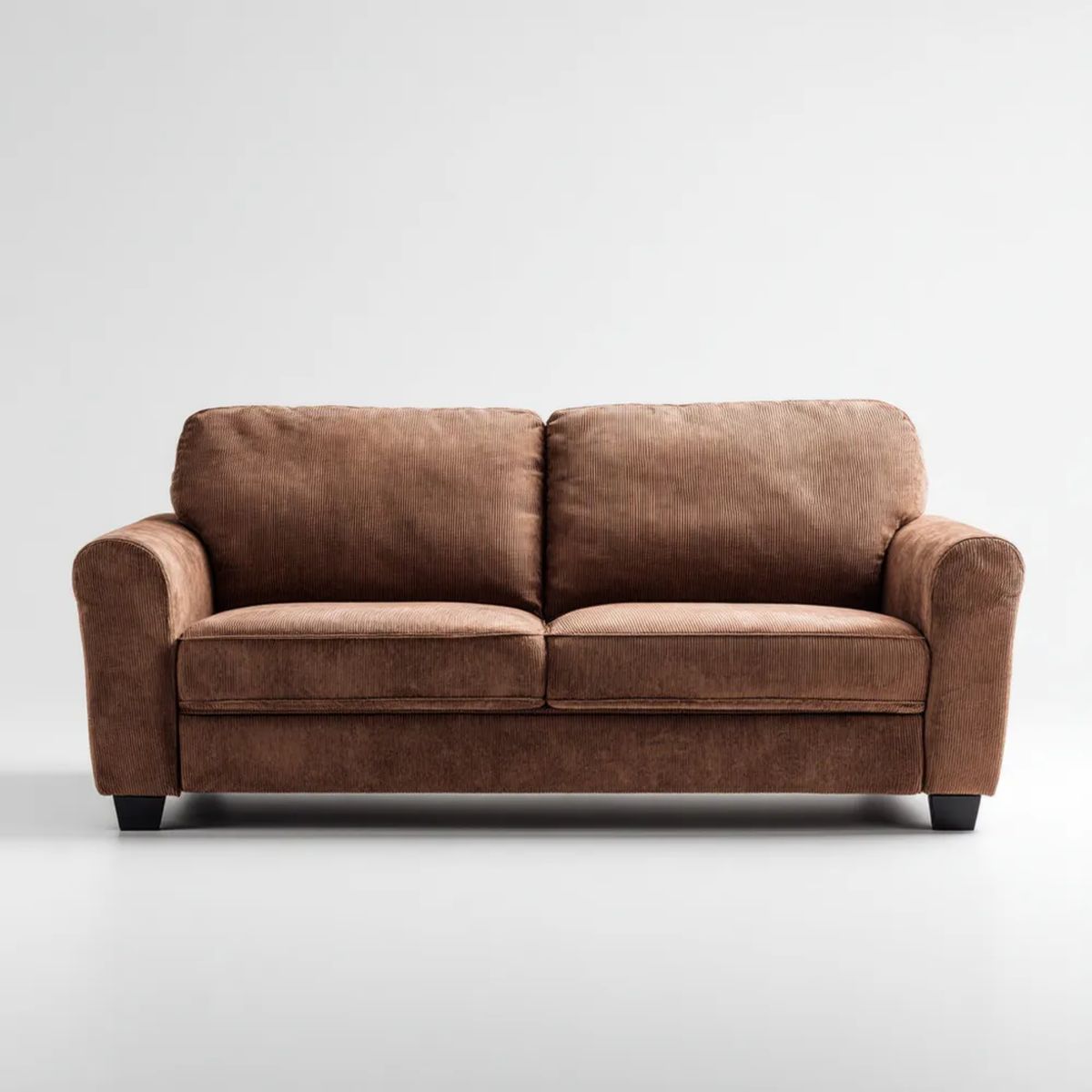 Dwuosobowa sofa brązowa ze sztruksu poliestrowego 160 × 90 × 85 cm