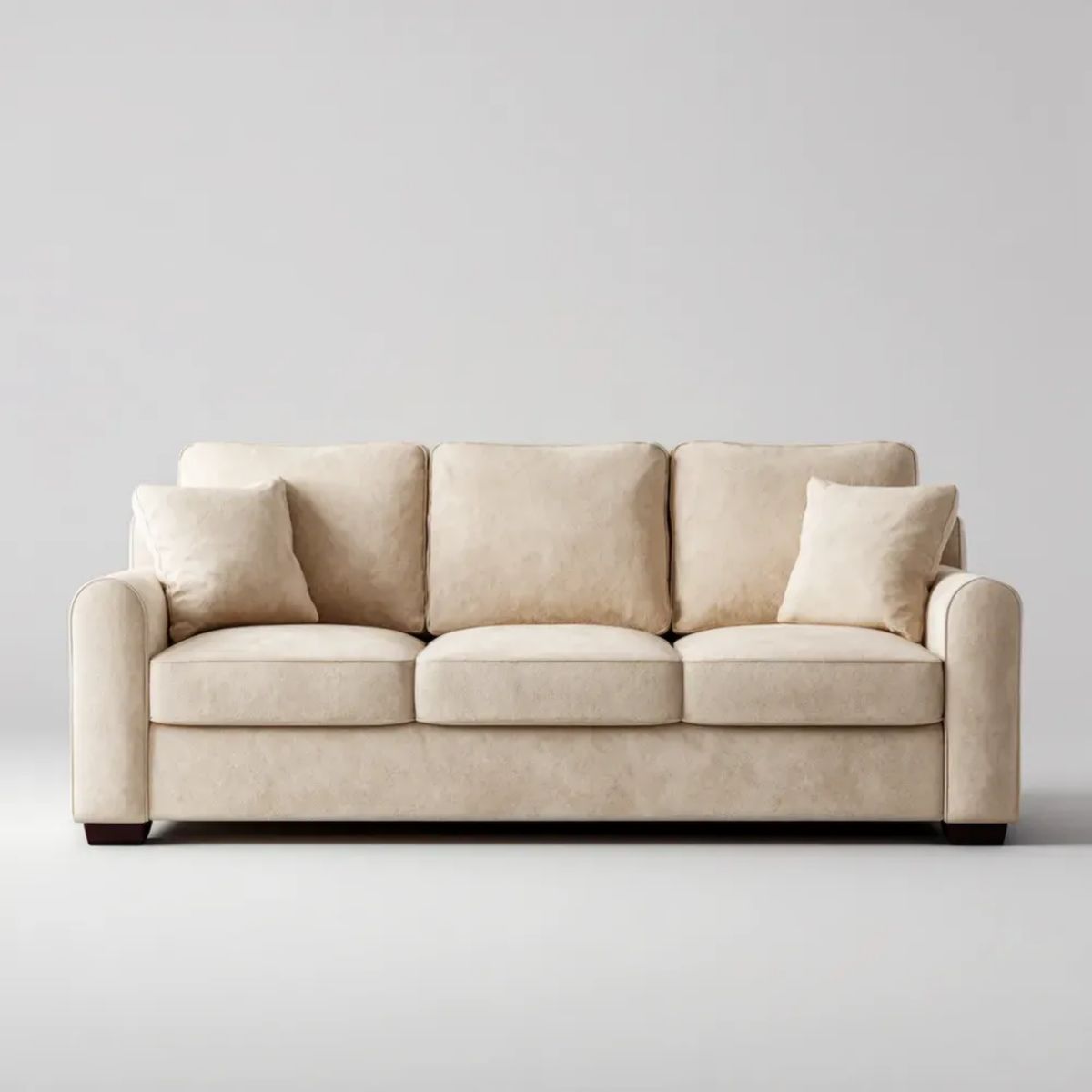 Trzyosobowa sofa beżowa z tkaniny 220 x 90 x 85 cm