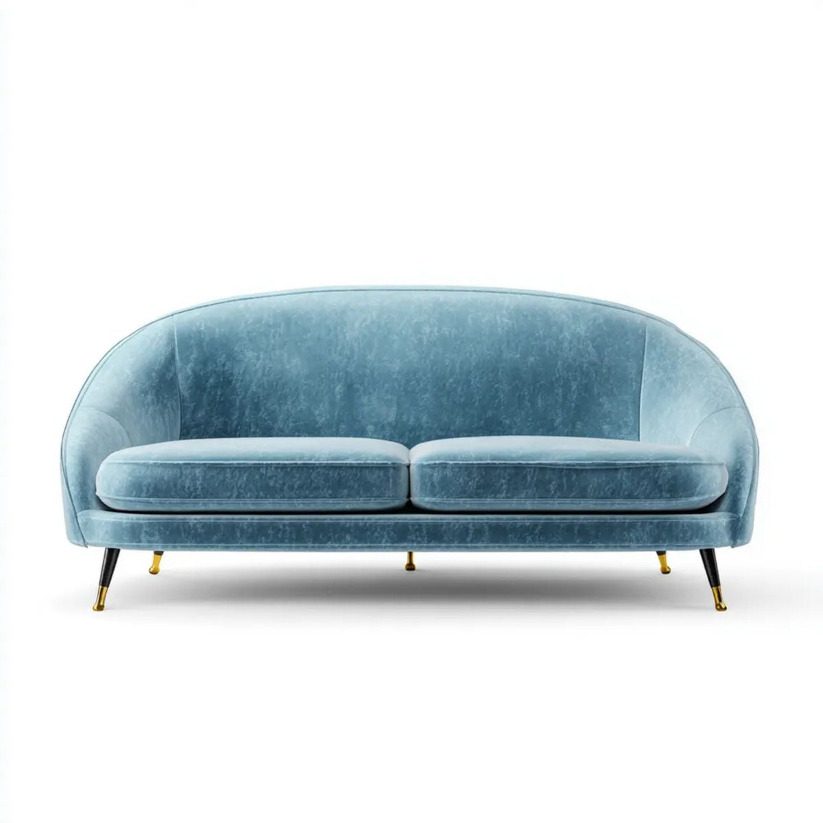 Trzyosobowa sofa aksamitna niebieska 220 x 90 x 85 cm owalna