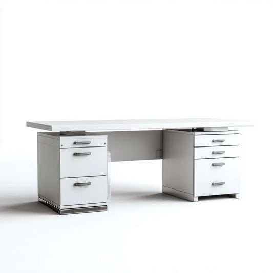 Białe biurko gabinetowe z płyty MDF 180 × 80 × 75 cm, 7 szuflad