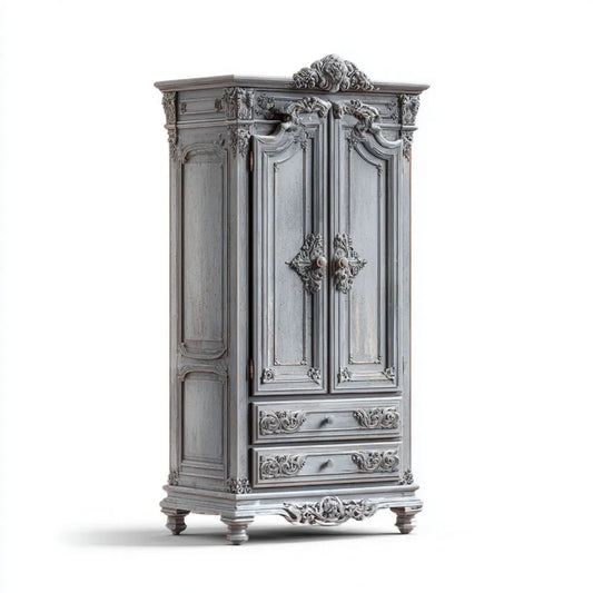 Szara szafa 2-drzwiowa z MDF i drewna sosnowego, 120 × 55 × 210 cm