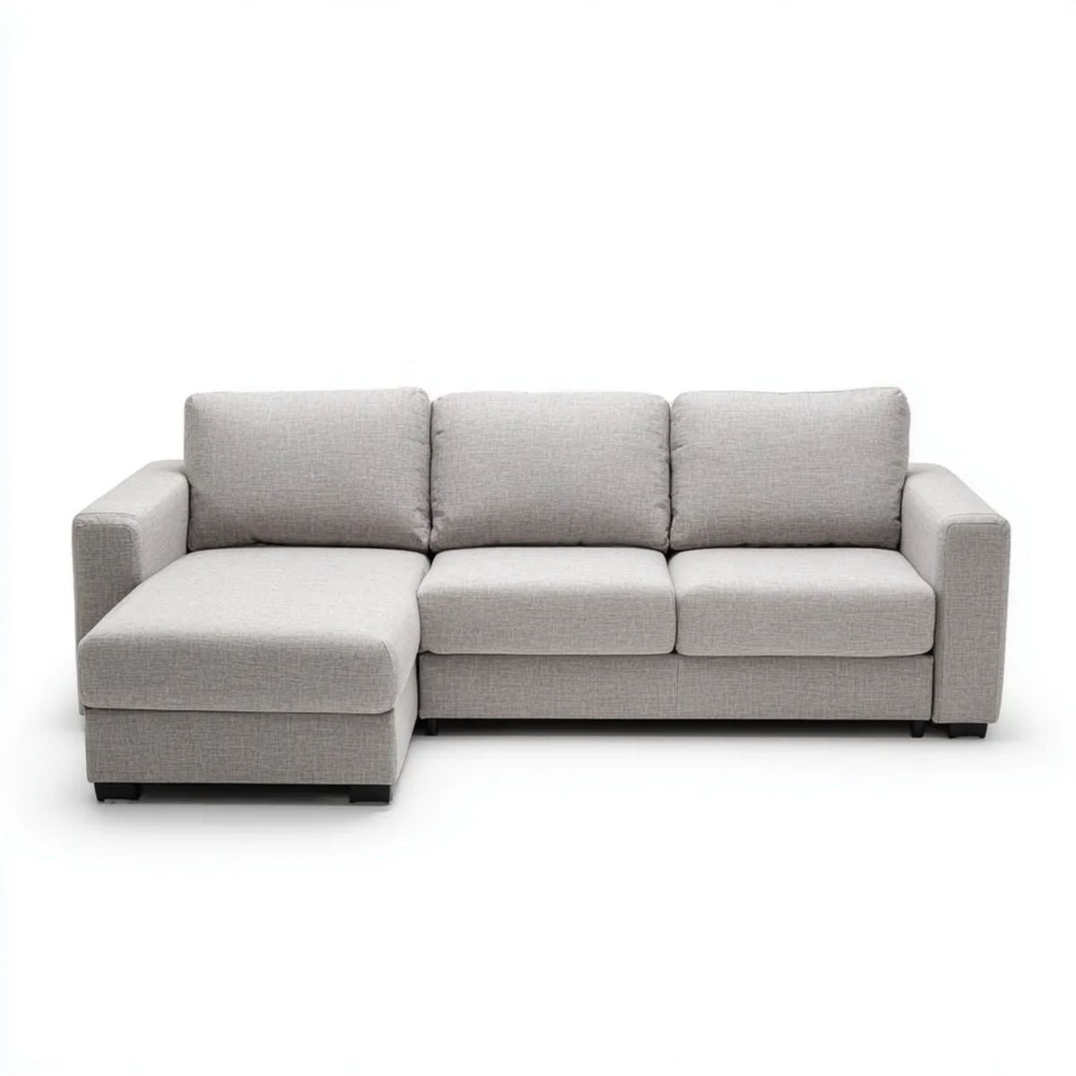 Sofa narożna lewostronna jasnoszara z tapicerką poliestrową 230 x 150 x 85 cm