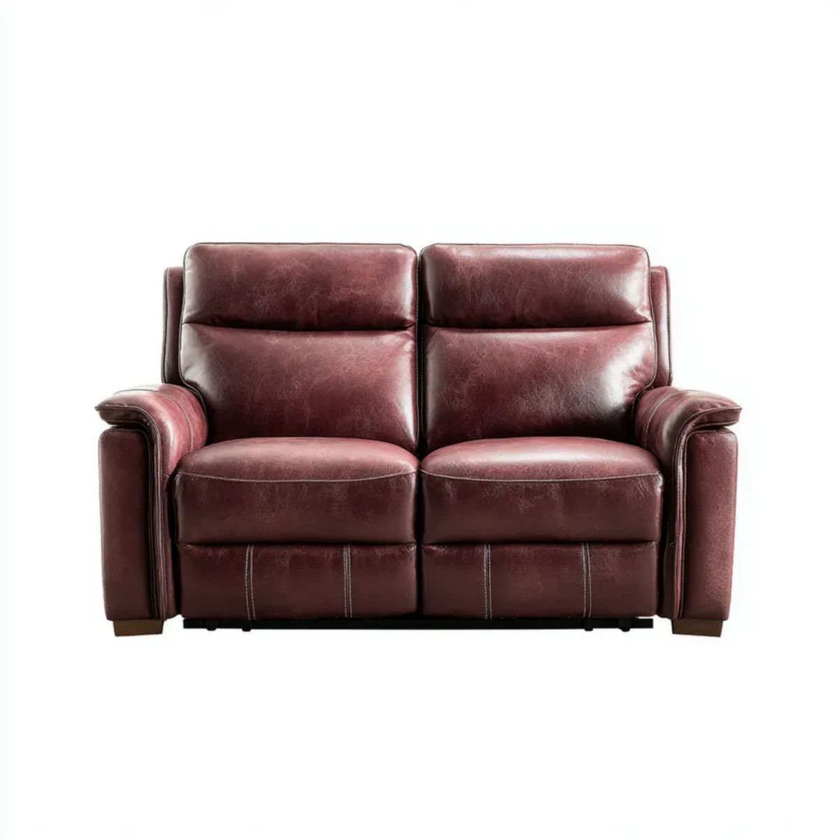 2-osobowa sofa z funkcją relaksu ze skóry syntetycznej, bordowa, 160 x 95 x 100 cm
