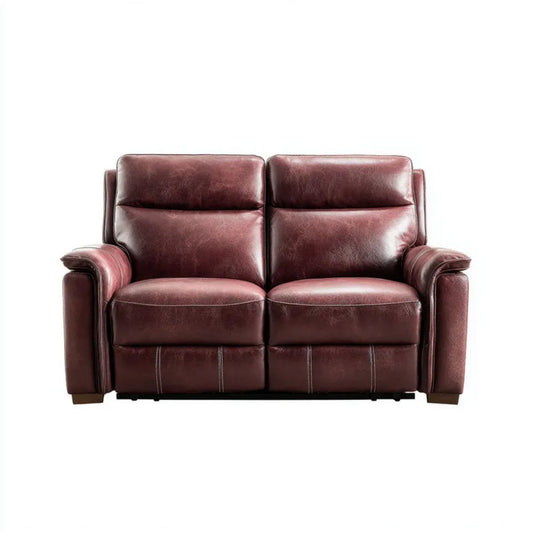 2-osobowa sofa z funkcją relaksu ze skóry syntetycznej, bordowa, 160 x 95 x 100 cm