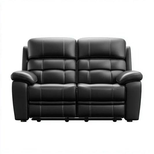 Czarna dwuosobowa sofa ze skóry syntetycznej 150 × 95 × 102 cm