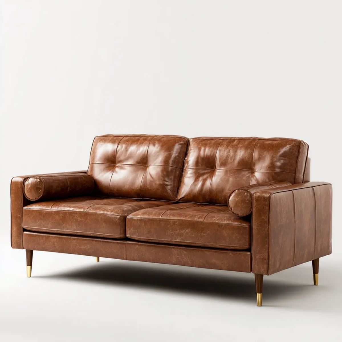 2-osobowa sofa ze skóry syntetycznej PU brązowa, 170 × 88 × 86 cm