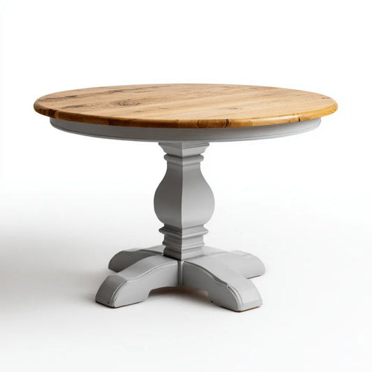 Okrągły stół do jadalni z drewnianym blatem, szary MDF, Ø120 cm, wys. 75 cm