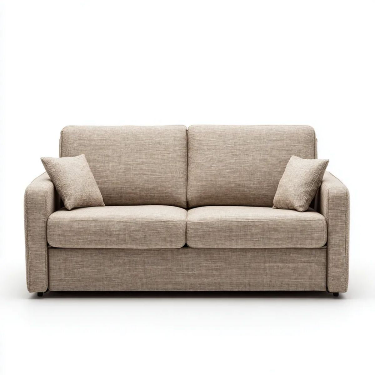 Beżowa sofa dwuosobowa z tapicerką poliestrową 160 x 90 x 85 cm
