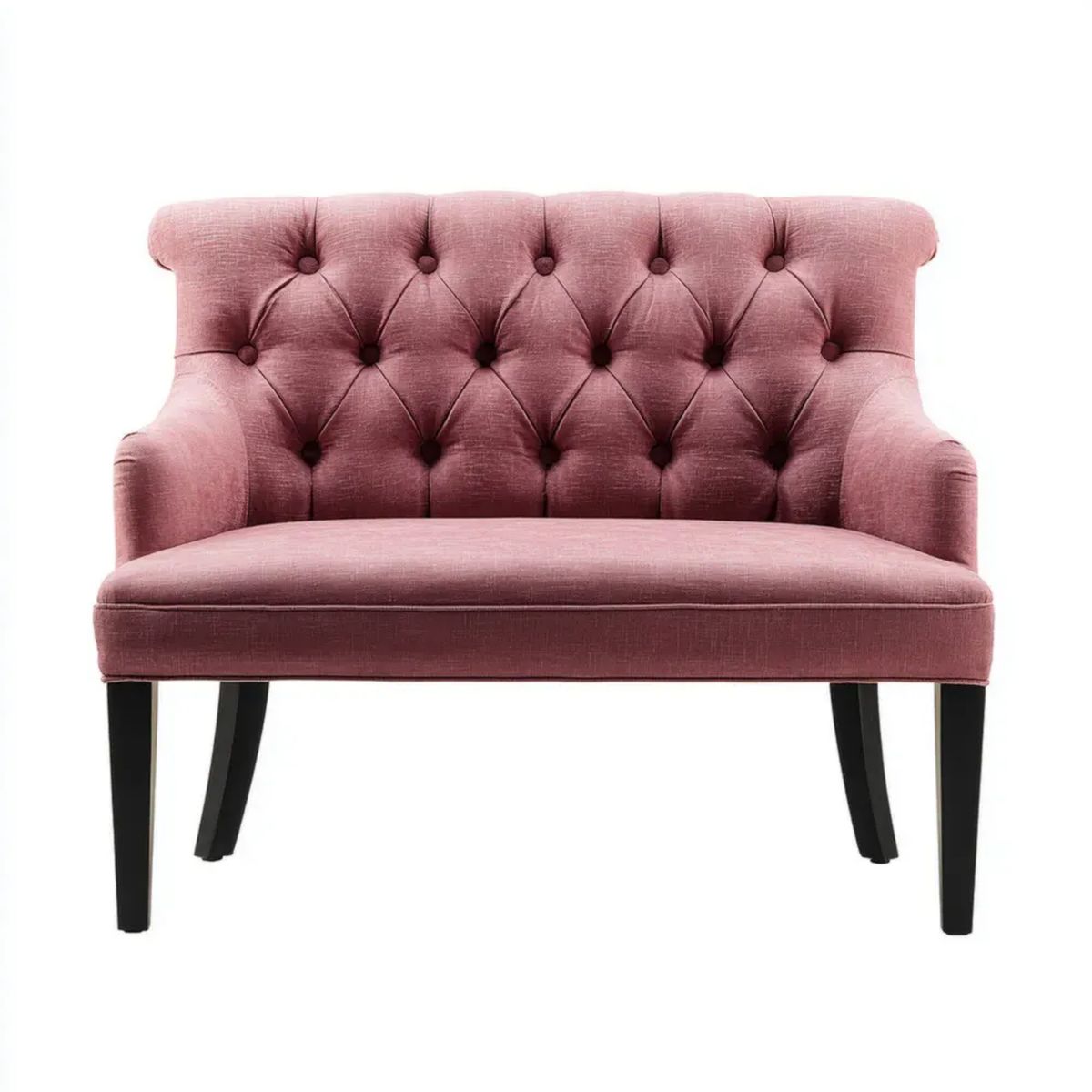 Dwuosobowa sofa pikowana z tapicerką poliestrową, różowa/czarna, 120 × 67 × 88 cm