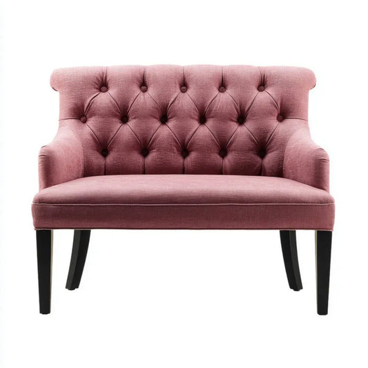 Dwuosobowa sofa pikowana z tapicerką poliestrową, różowa/czarna, 120 × 67 × 88 cm