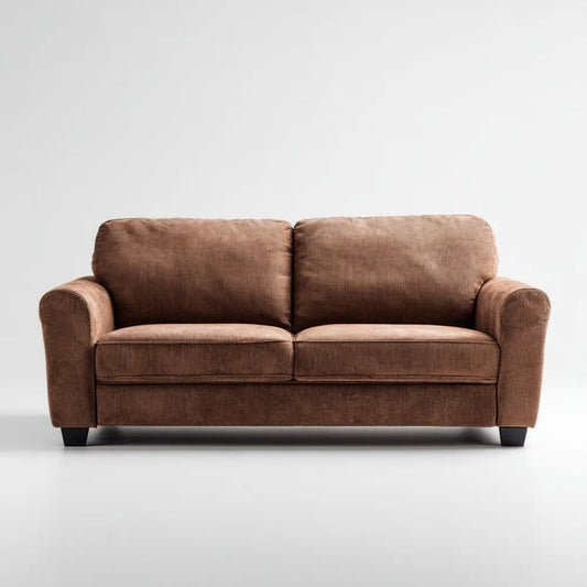 Dwuosobowa sofa brązowa ze sztruksu poliestrowego 160 × 90 × 85 cm