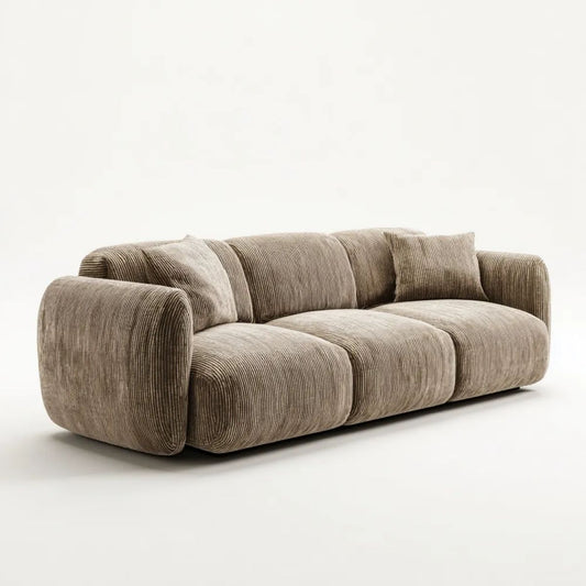 Trzyosobowa sofa sztruksowa z poliestru beżowa, 220 × 95 × 75 cm