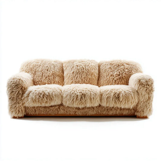 Beżowa sofa trzyosobowa z tapicerką z poliestru 180 x 90 x 82 cm