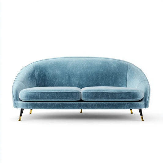 Trzyosobowa sofa aksamitna niebieska 220 x 90 x 85 cm owalna
